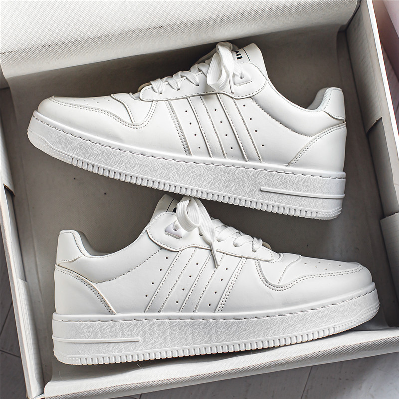 Sneakers men's autumn new leather breathable sports casual shoes all-matching trendy all-matching white shoes for teenagers and students