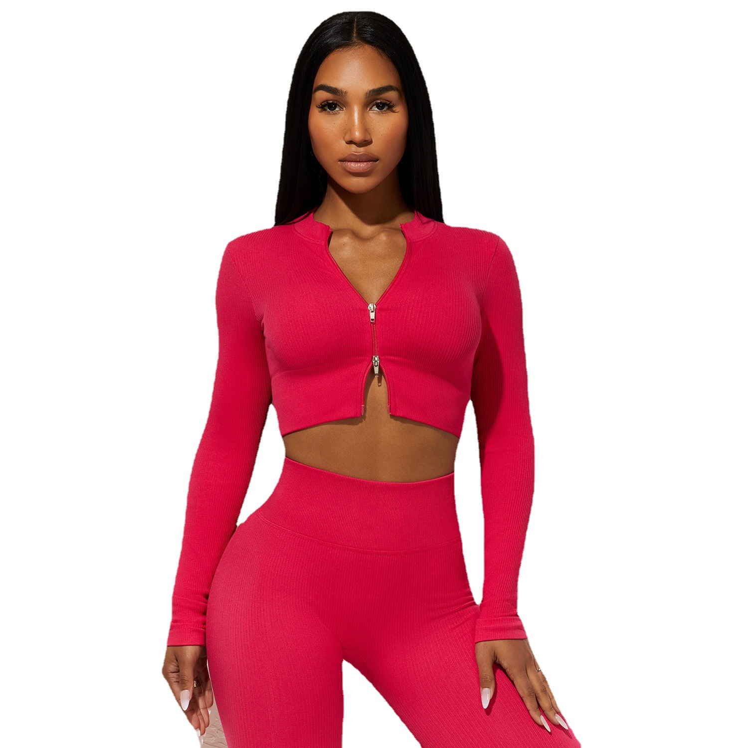 Nylon New Rib Seamless Yoga Suit Women's Quick-drying Sports Bra High Waist Tight Yoga Pants