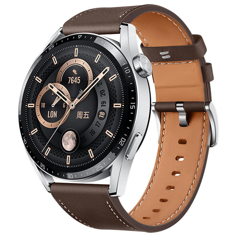 Suitable for Huawei Watch GT3 Pro genuine leather strap smart bracelet wrist strap square tail unisex in stock