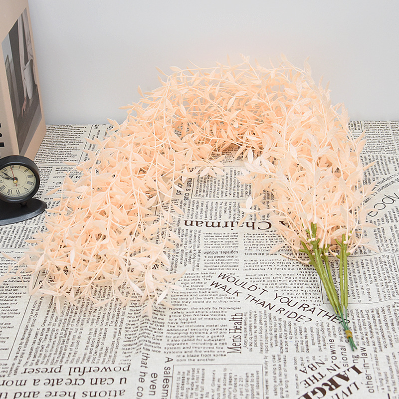 Artificial willow leaf supermarket decoration Wicker hanging willow wall hanging wedding indoor green plant 5 Fork Cross Jianglong rattan wholesale