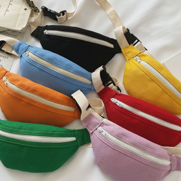 Wholesale one-shoulder baby girls' canvas mini waist bag 2023 Summer Bag simple boys' shoulder bag Korean style children's bag