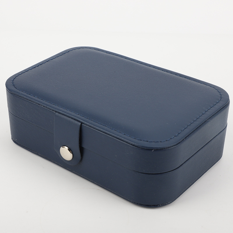 Black Travel Jewelry Storage Box Double-layer Household Jewelry Box Solid Color Simple Earrings Ring Necklace Jewelry Box