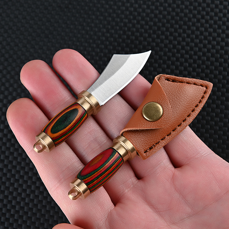 Brass Color Wood Mini Knife Sharp Small Machete Small Close Knife Carry-on Keychain Pendant Unpacking Express Unpacking Knife