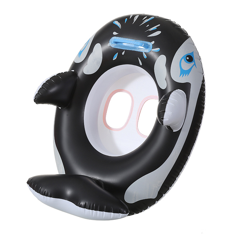 Cartoon environmental protection thickened PVC black shark swimming ring baby seat plastic inflatable children outdoor water park