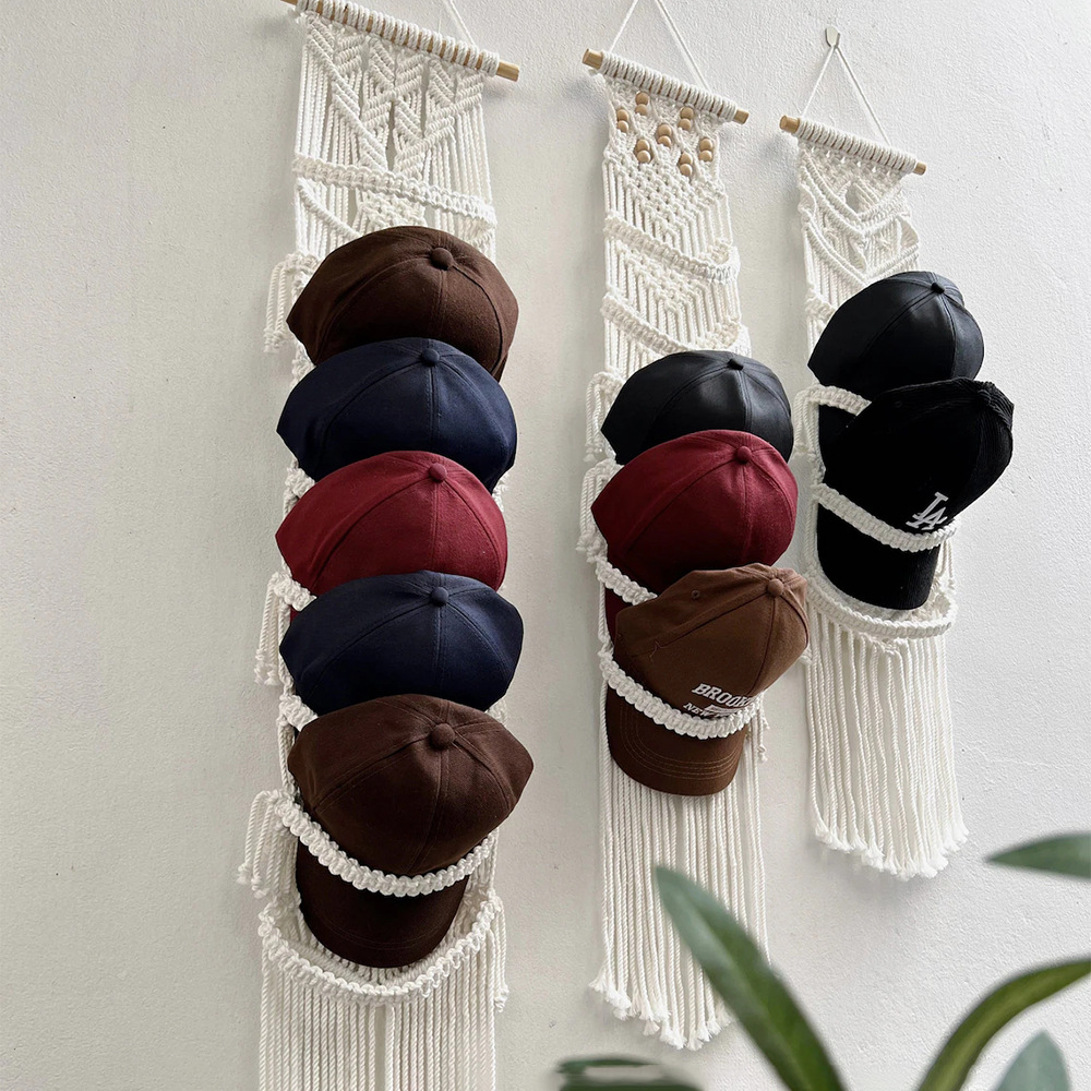 Amazon new hand-woven tapestry cap storage wall-mounted hat rack bohemian home decoration