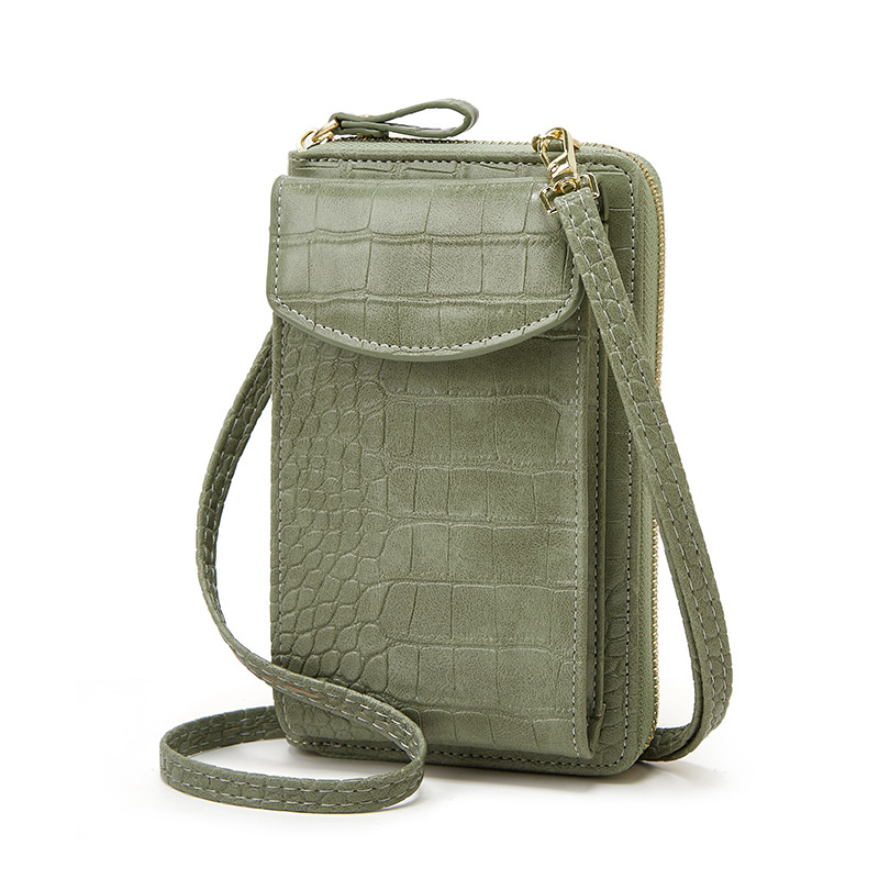 New Crocodile Pattern Mobile Phone Bag Shoulder Crossbody Women's Vertical Coin Purse Large Capacity Coin Bag Card Bag Y600