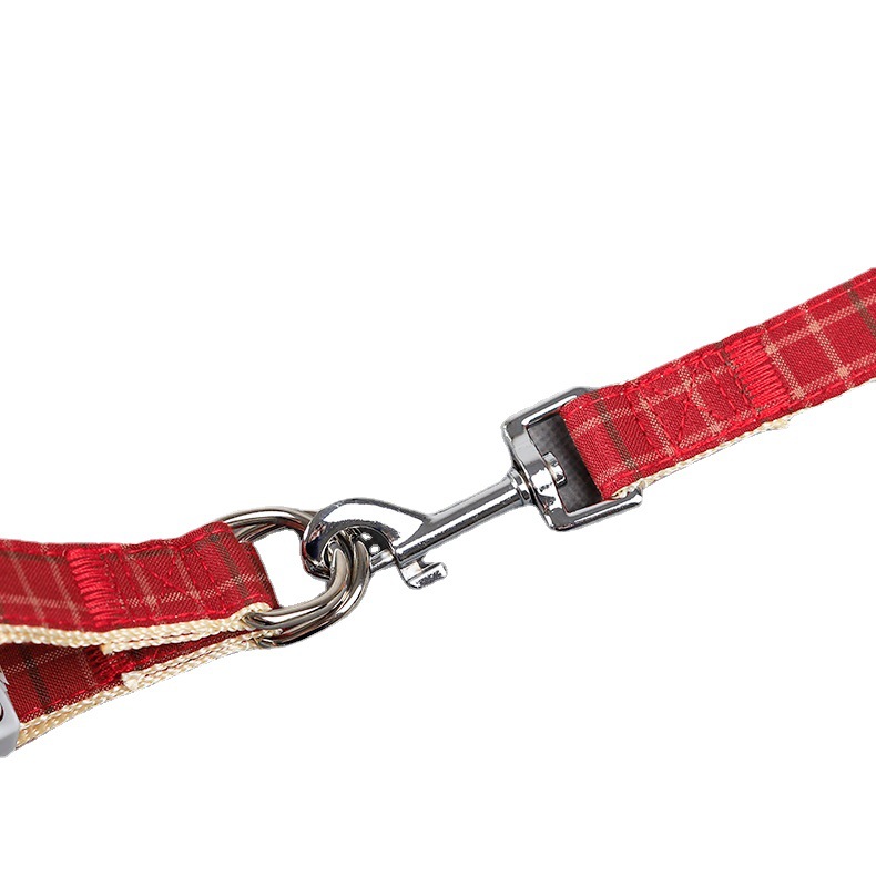 Pet leash wholesale leather Pantao second generation upgraded version Korean two-color plaid imitation nylon dog leash dog leash