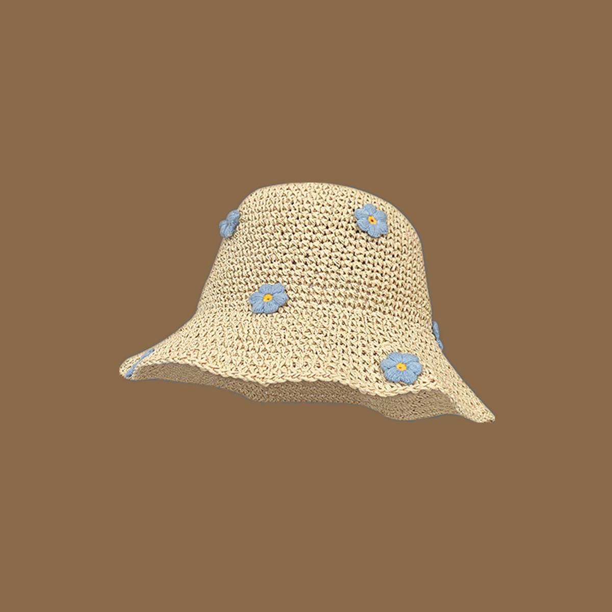 Korean Handmade Straw Hat Women's Japanese Style Fresh Sun Hat Spring Summer Travel Sunscreen Hat Sweet Mori Style All-match