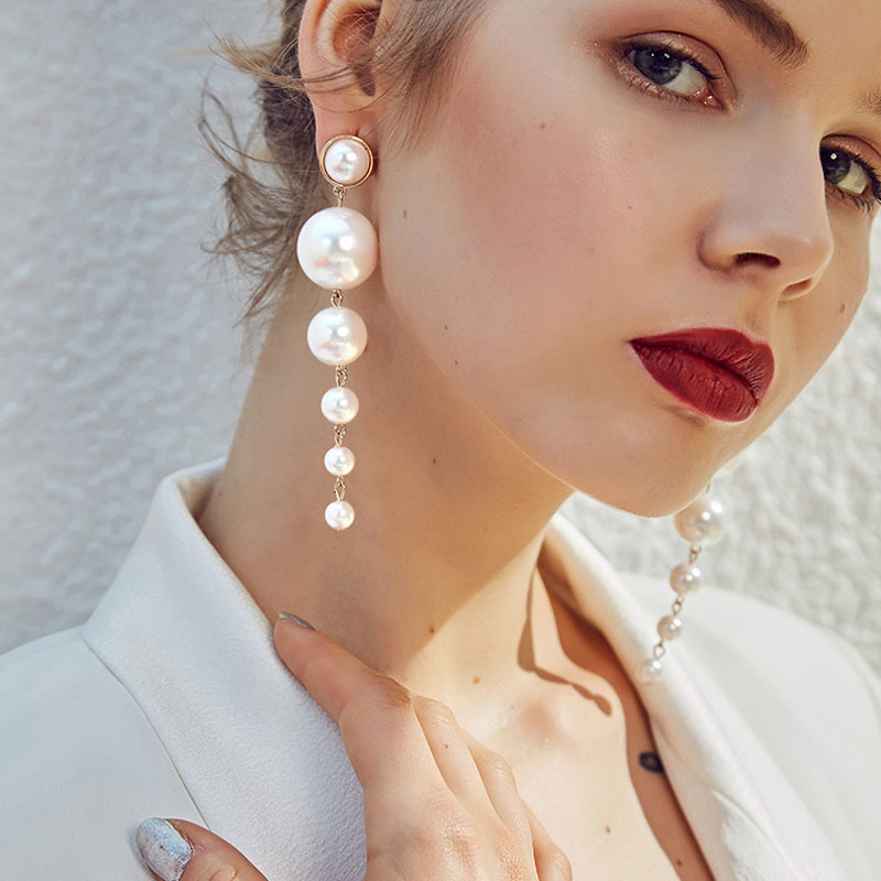 Universal earrings from pearl, European style, for import, wholesale