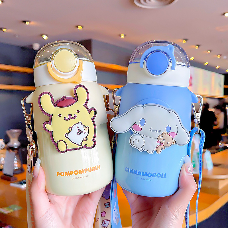 Cute Straw Insulated Cup for Girls, High-Quality and Attractive Water Bottle, Portable 2023 New Model Crossbody Super Cute Children's Cold Cups