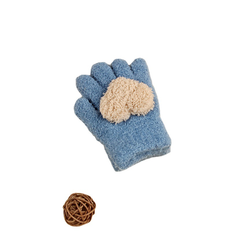 Children's Gloves New Winter Warm Fleece-lined Thickened Five-finger Multi-finger Girl's Baby's Full-finger Cold-proof Love Gloves