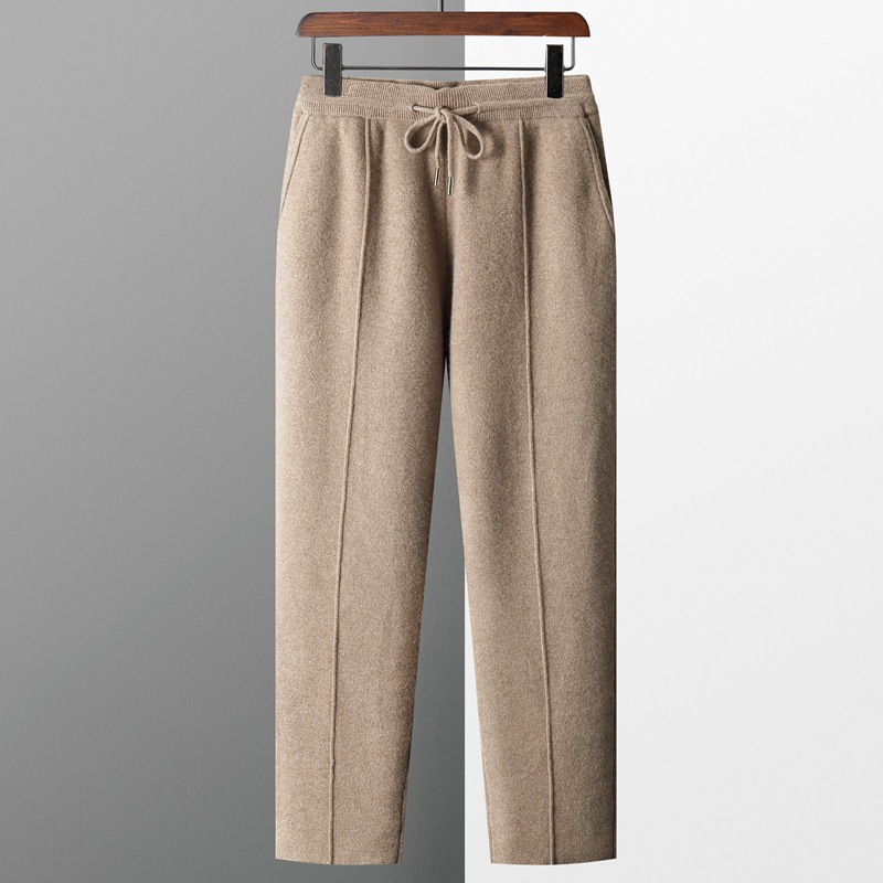 Autumn and winter men's casual wool pants loose straight slimming knitted pants versatile comfortable thick warm woolen pants outer wear