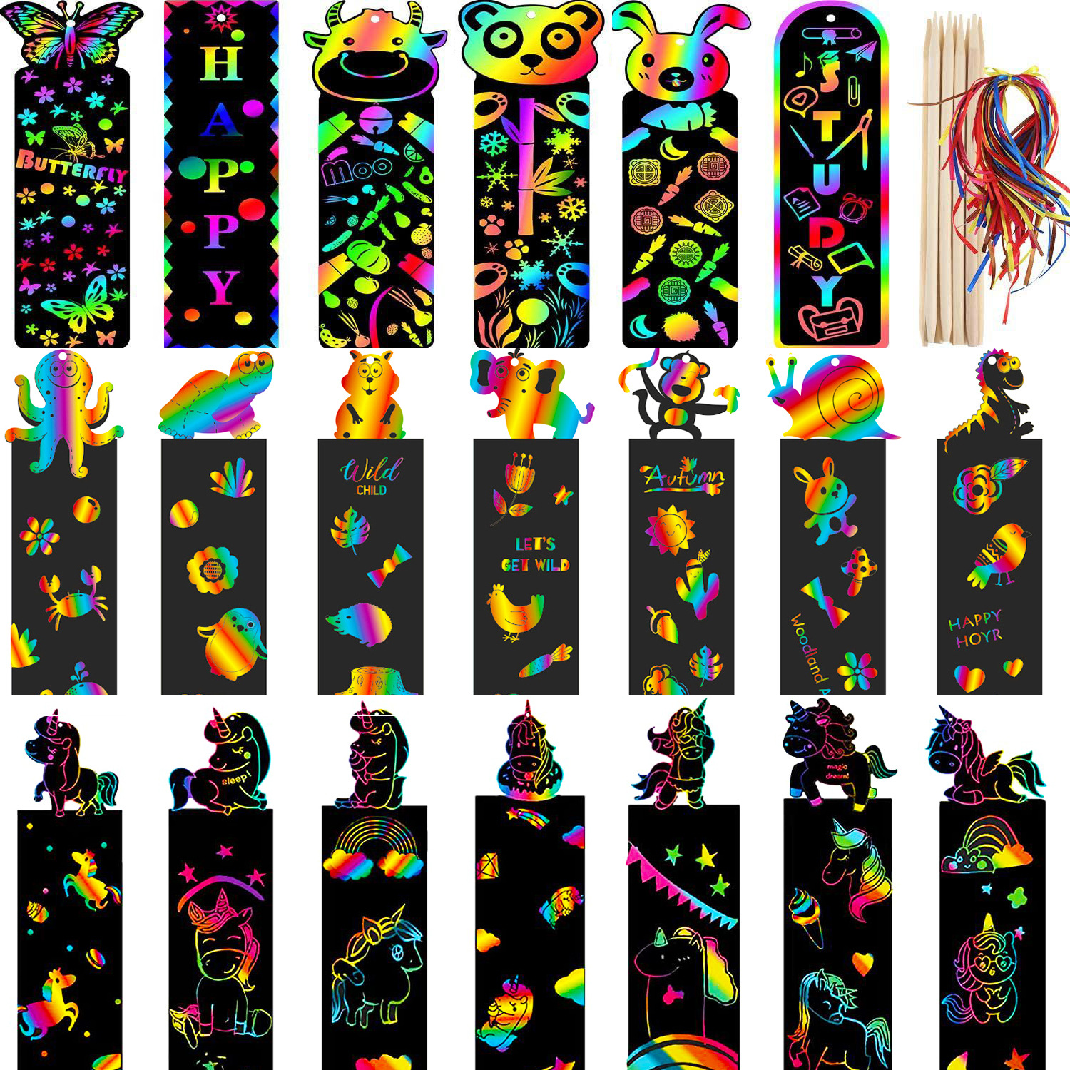 Cross-border supply of children diy scraping painting shaped scraping painting animal bookmarks Amazon scraping paper scraping music wholesale