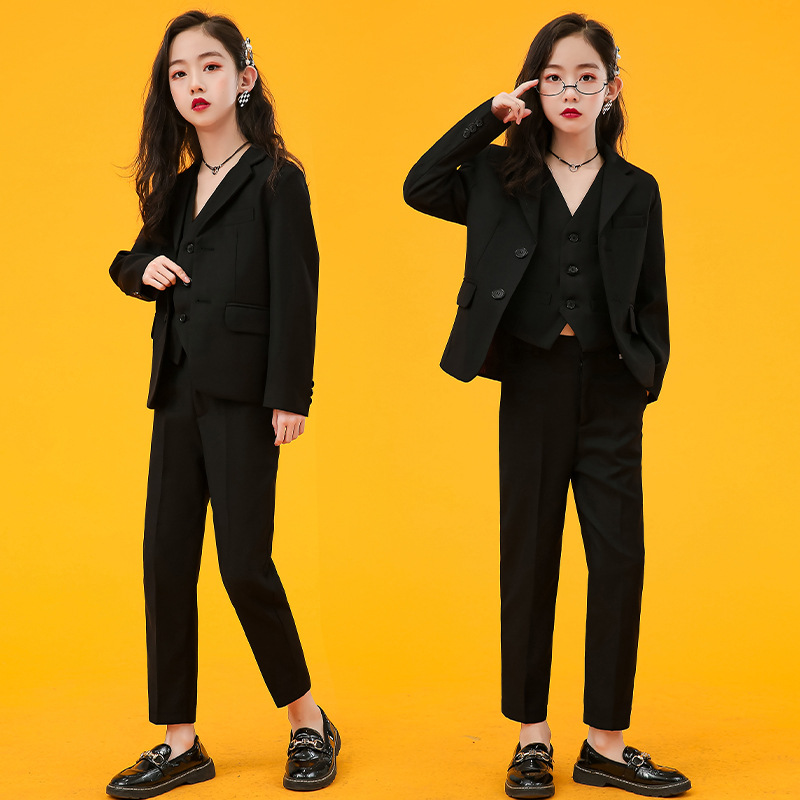 Children's Suit Boys and Girls Children's Suit Fashion Flower Girl Dress Host Performance Dress A Generation of Hair