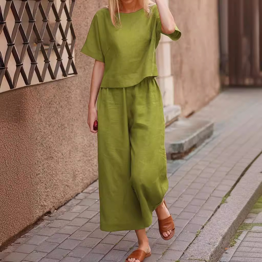 2024 large size suit loose solid color shirt trousers two-piece set