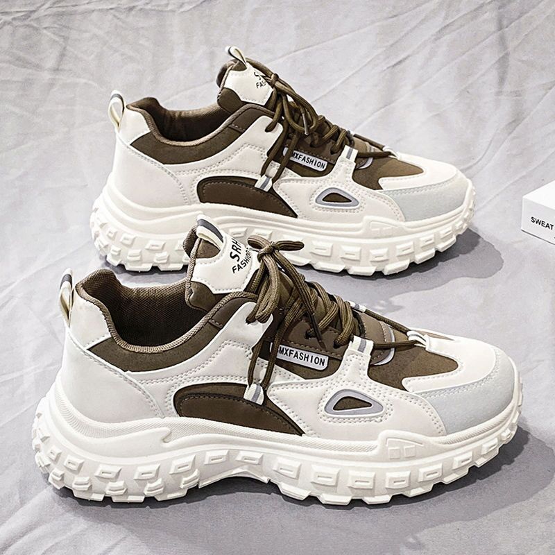 Autumn men's shoes new breathable shoes men's fashionable all-match white shoes thick bottom non-slip sports casual daddy shoes men