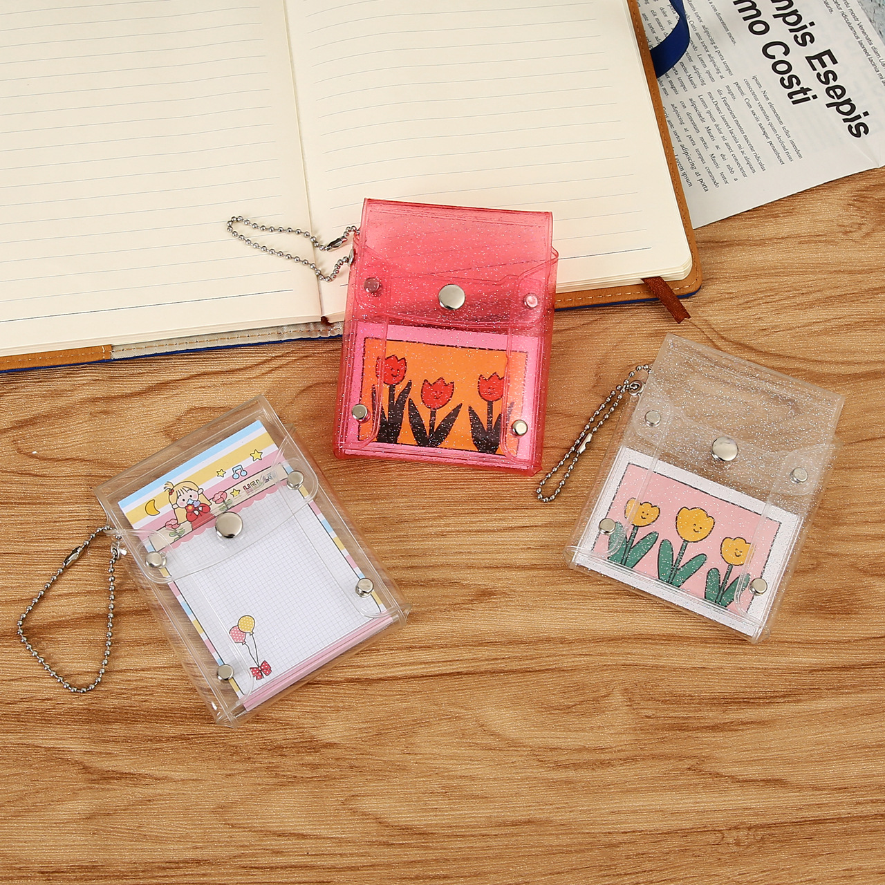 Transparent cosmetic bag pvc glitter coin purse earphones small bag cosmetics lipstick storage bag ins chain wholesale