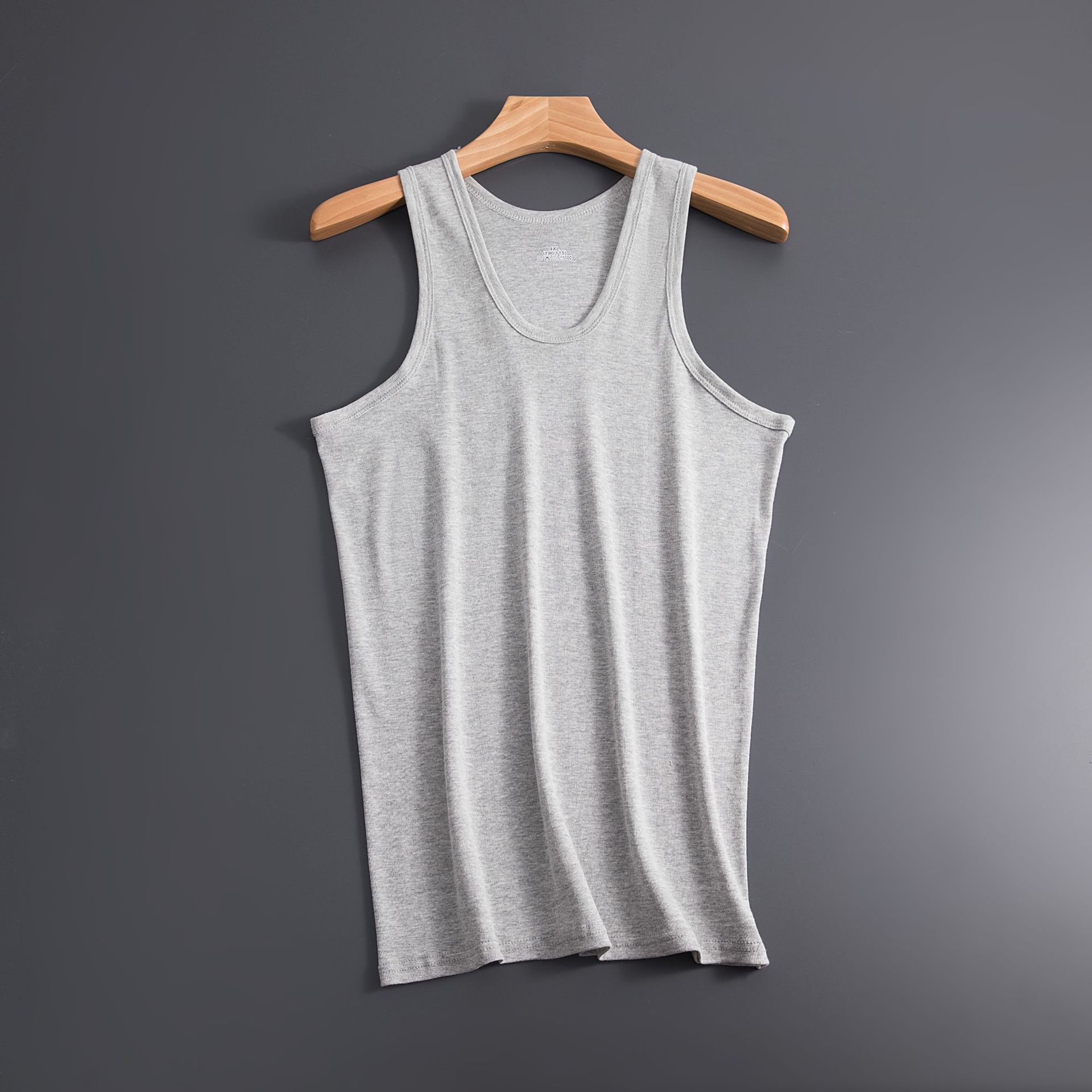 Men's Cotton Vest Summer Autumn and Winter Threaded Sling Elastic Slim Sports Backing Sweatshirt Hurdle Solid Color Direct Selling