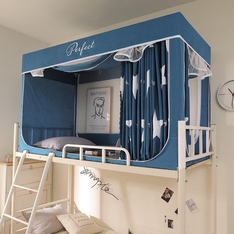 Cross-border Student Dormitory Bed Curtain Mosquito Net Support Integrated Dormitory Single Upper Bunk Lower Bunk Curtain Shading Bed Curtain