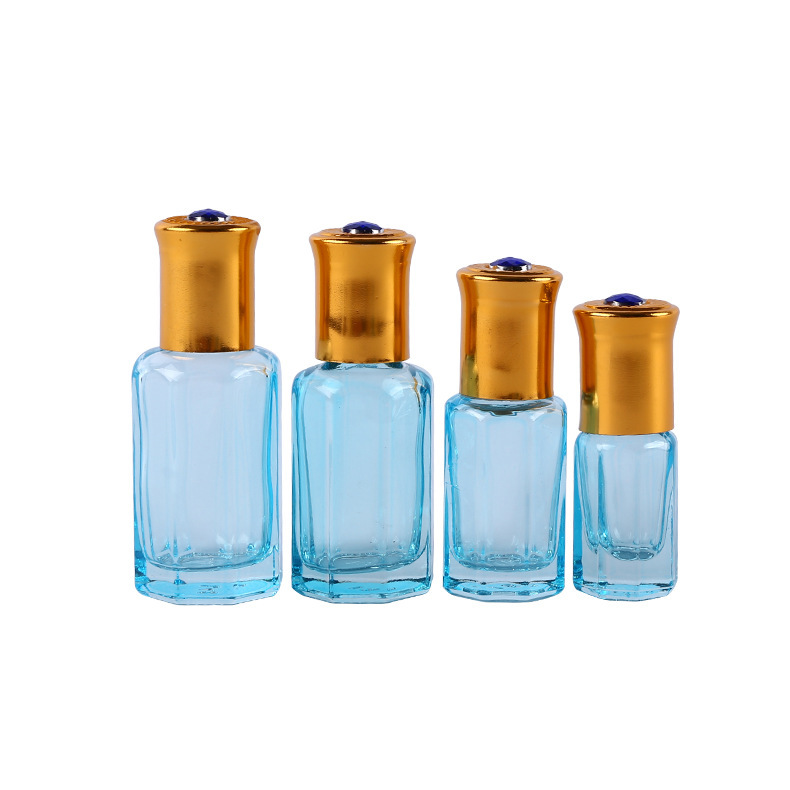Colored glass octagonal Roller bottle sealed portable perfume sub-bottle bead bottle essential oil bottle factory direct sales