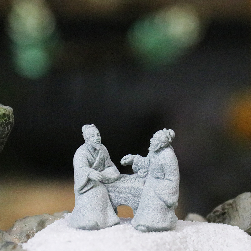 園芸装飾将棋の老人が家の盆栽の石のテーブルを飾ってゲームの装飾の部品の家庭の客間の禅の意を飾っています。|undefined
