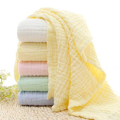 6 layers of gauze baby bath towel seersucker 105*105 soft absorbent baby blanket wholesale plain children's towel quilt