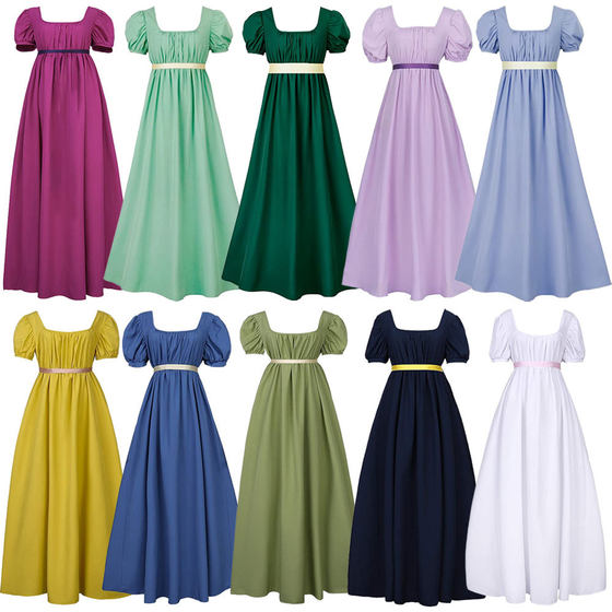 New Bridgeton Cos Retro Regency Dress High Waist Dance Dress Victorian Tea Dress