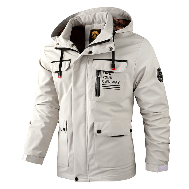 Cross-border hooded JACKET men's trench coat mid-length autumn European and American JACKET men's business JACKET JACKET JACKET