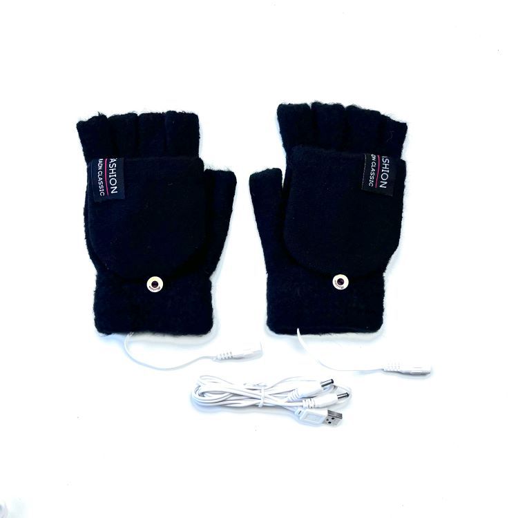 Gants chauffants électriques USB demi-doigts chauffage électrique extérieur intérieur 2 hommes hiver chaud source d'approvisionnement transfrontalière_voghion.com