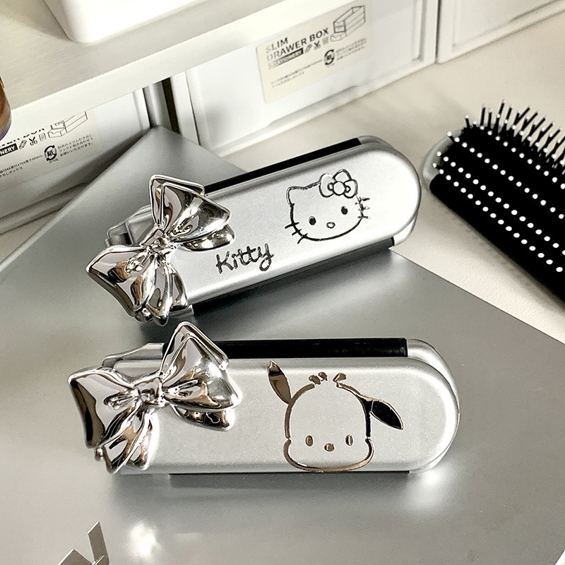 New Cute Sanrio Folding Parchia Dog Hello Kitty Student Portable Cosmetic Mirror Air Cushion Comb Mirror Comb