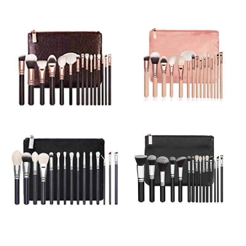 Set of 15 Rose Gold, Brown, and Pink Makeup Brushes Professional Beauty Makeup Tool Brush Set Soft Bristles Not Irritating to the Face