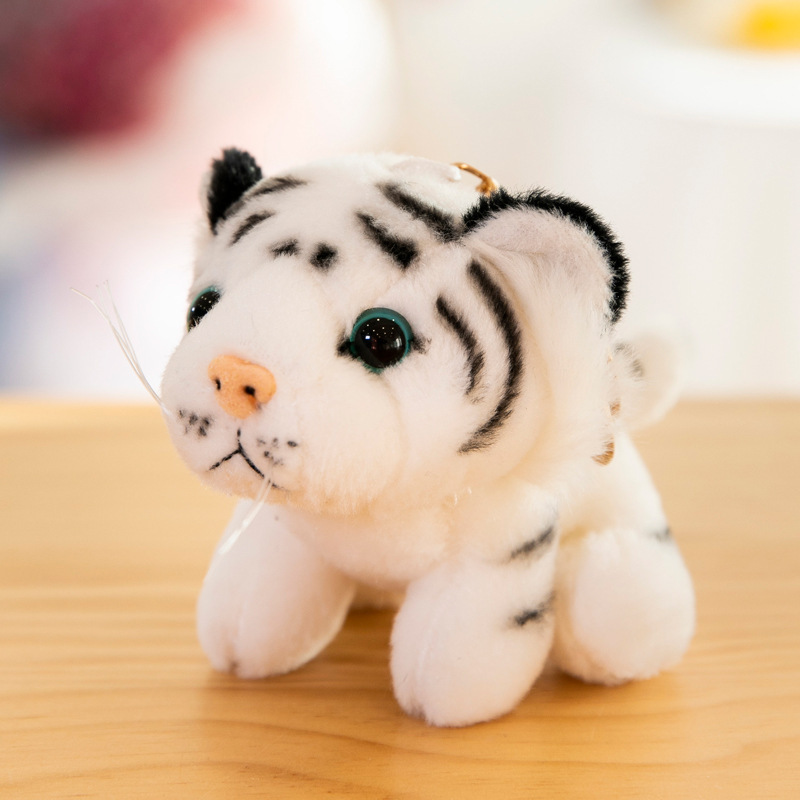 Simulation Little Tiger Plush Toy Keychain Cute Northeast White Tiger Doll Doll Bag Pendant Children's Gift