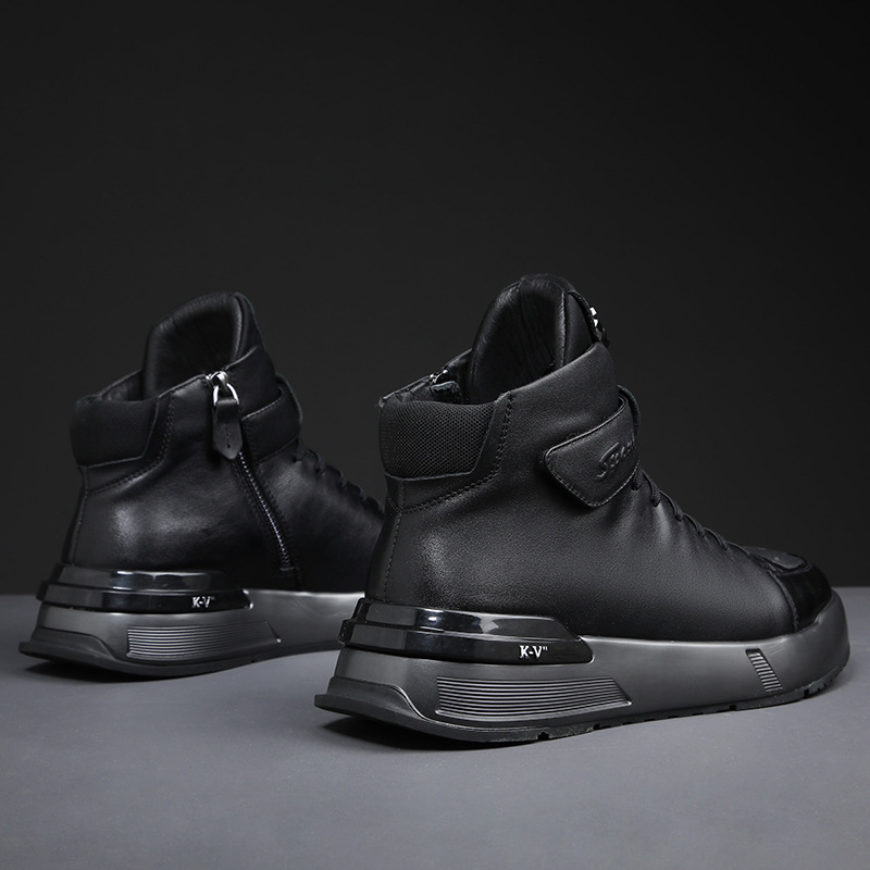 Botas Martin de cuero genuino para hombre, primavera e invierno 2023, nuevas botas de cuero de caña media-alta, gruesas y cálidas, con suela gruesa y capa superior de piel de vaca._voghion.com