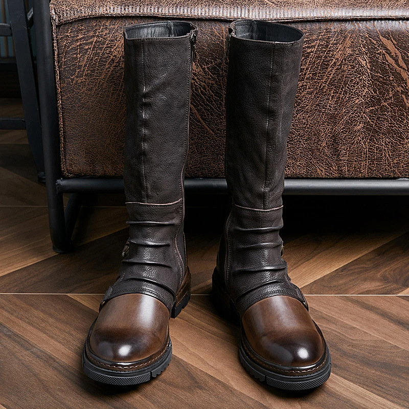 2021 manufacturers foreign trade low heel boots casual men's boots black brown 38-48 size wholesale agent