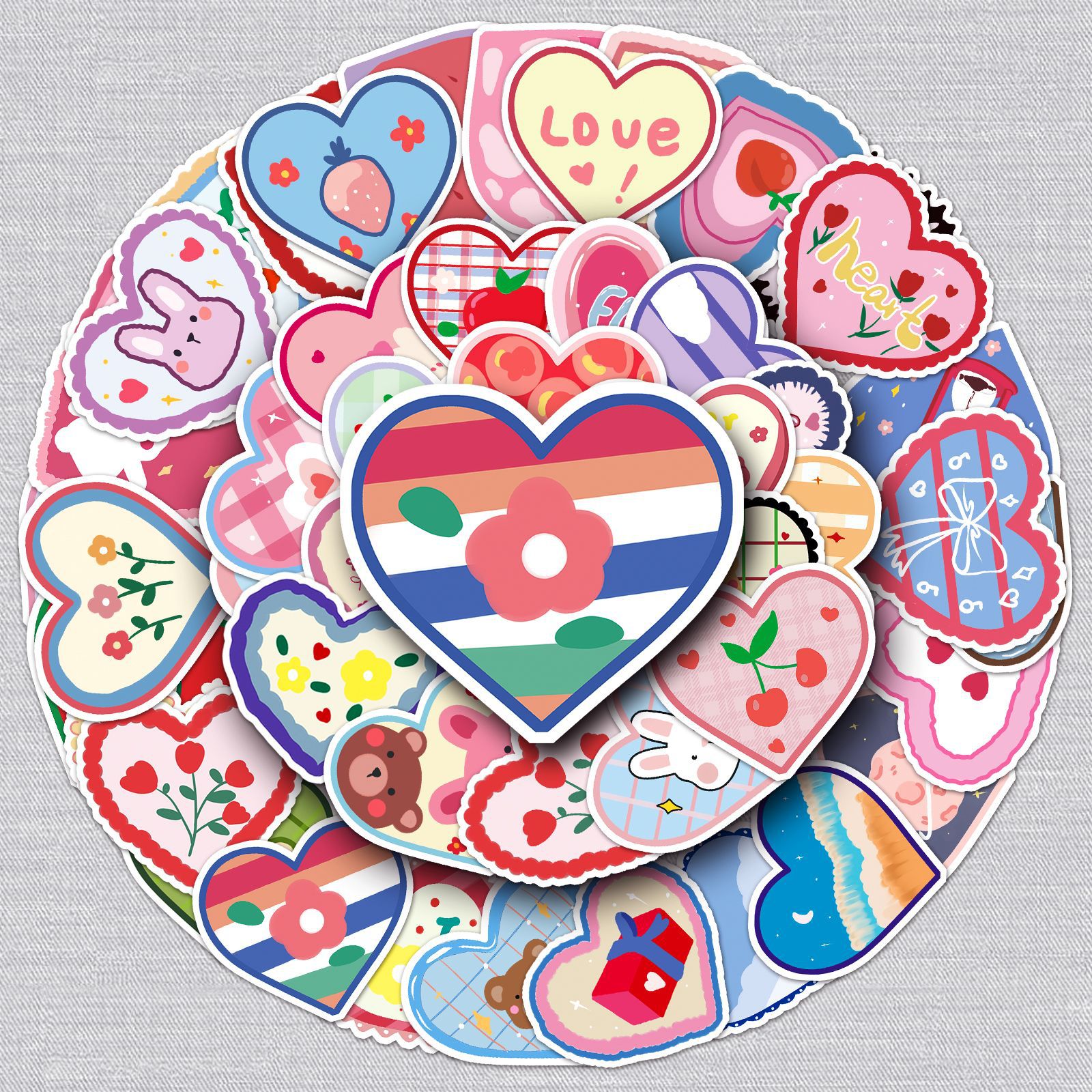 50張愛心塗鴉貼紙原創cute stickers裝飾手機殼水杯行李箱貼紙