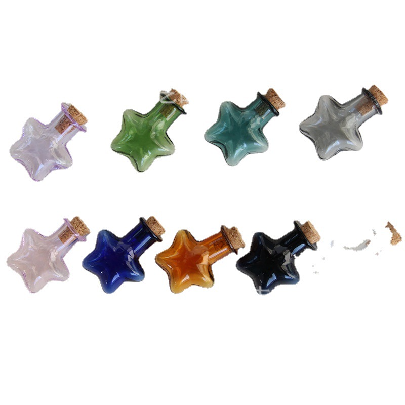 Miniature food and play glass bottle mini five-pointed star wishing bottle Amazon popular factory direct batch 10 colors optional