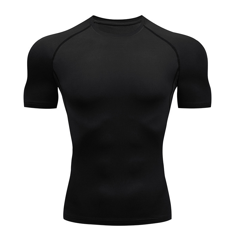 Fitness Wear Men's Sports Tight Short Sleeve Quick Dry Stretch Running T-Shirt Compression Riding Basketball Yoga Wear