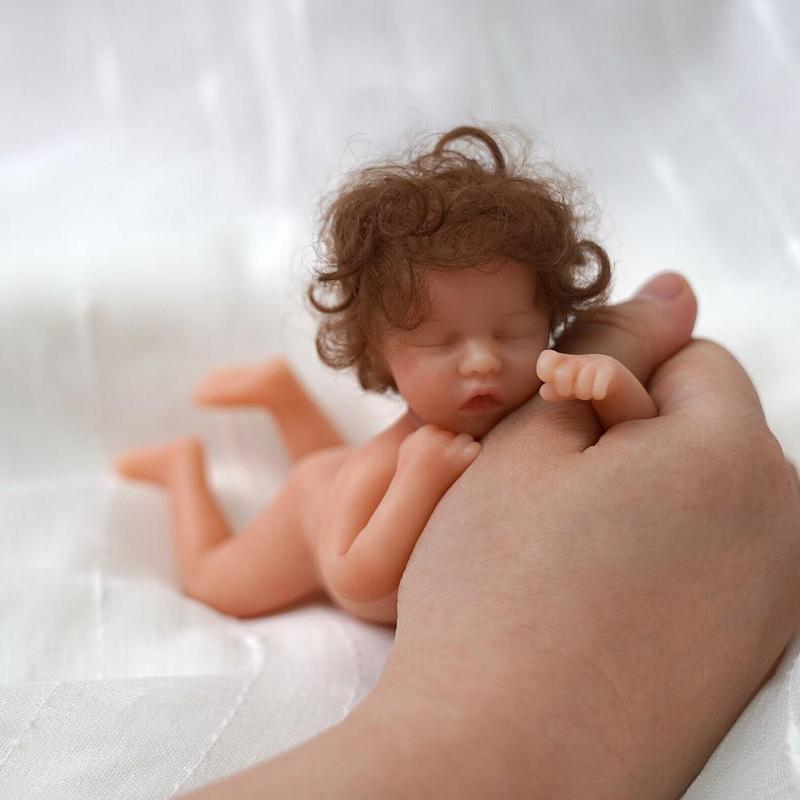 New 15cm Miniature Girl Doll Washable Root Curly Hair Smiley Vivid Caucasian Reborn Baby Girl