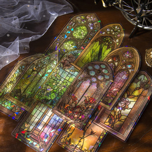 A Beautiful Day PET Sticker Coloured Glass Window Series Retro Window Hand Account Decoration Material 10 into 6