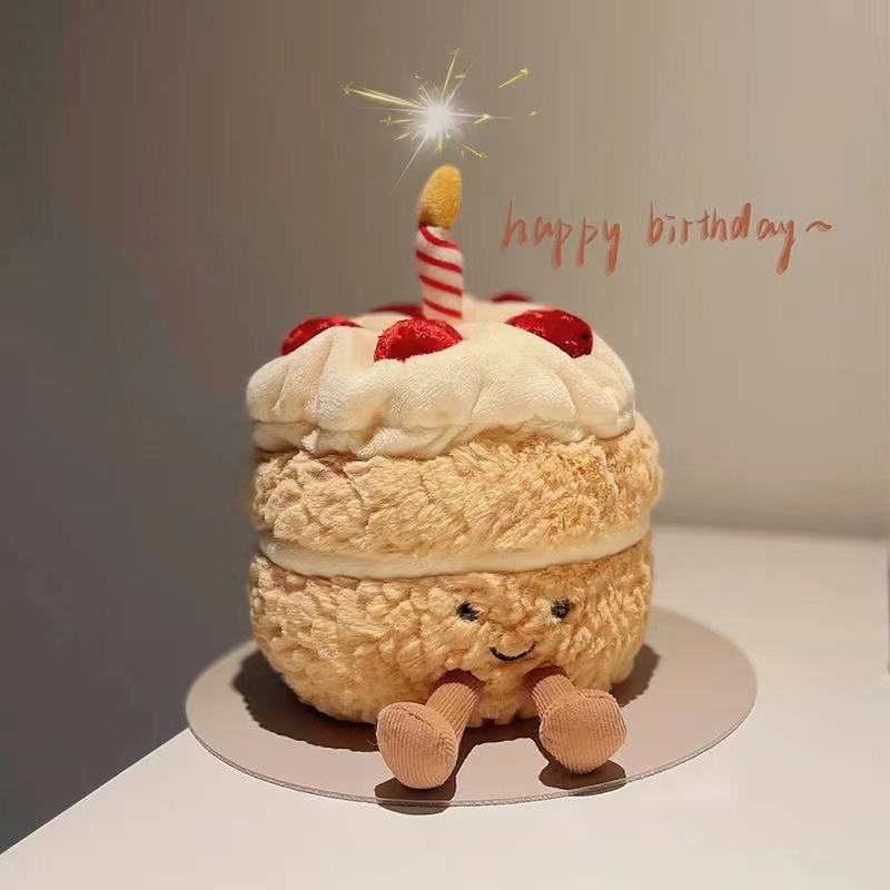 Fun simulation birthday cake doll with music fake cake birthday gift female strawberry luminous small cake wholesale