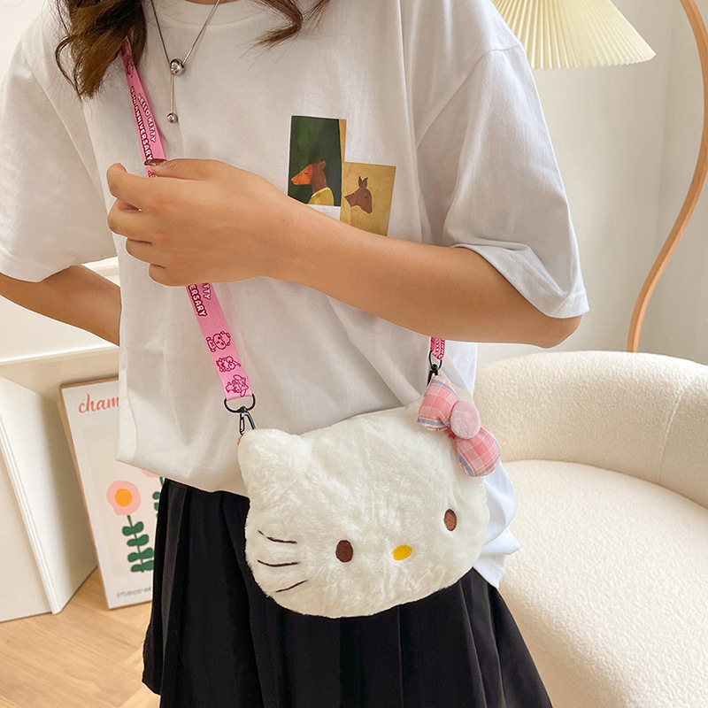 Cute Fluffy Bag Sweet Girl Student All-match Shoulder Crossbody Bag Soft Cute Princess 2024 New Carto Bag