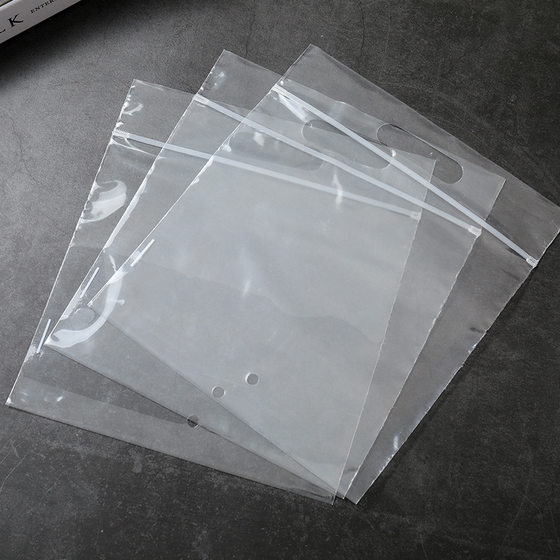 Transparent Portable Self-sealing Bag in stock Frosted Bag Plastic Cartilage Packaging Bag Clothing Scarf PE Chain Patch Strand Bag