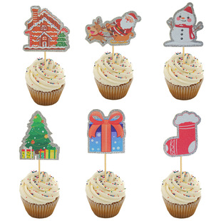 Christmas Mini Cake Maffin Cup Cake Plug-in Christmas Card Christmas Tree Snowman Card Baking Decoration