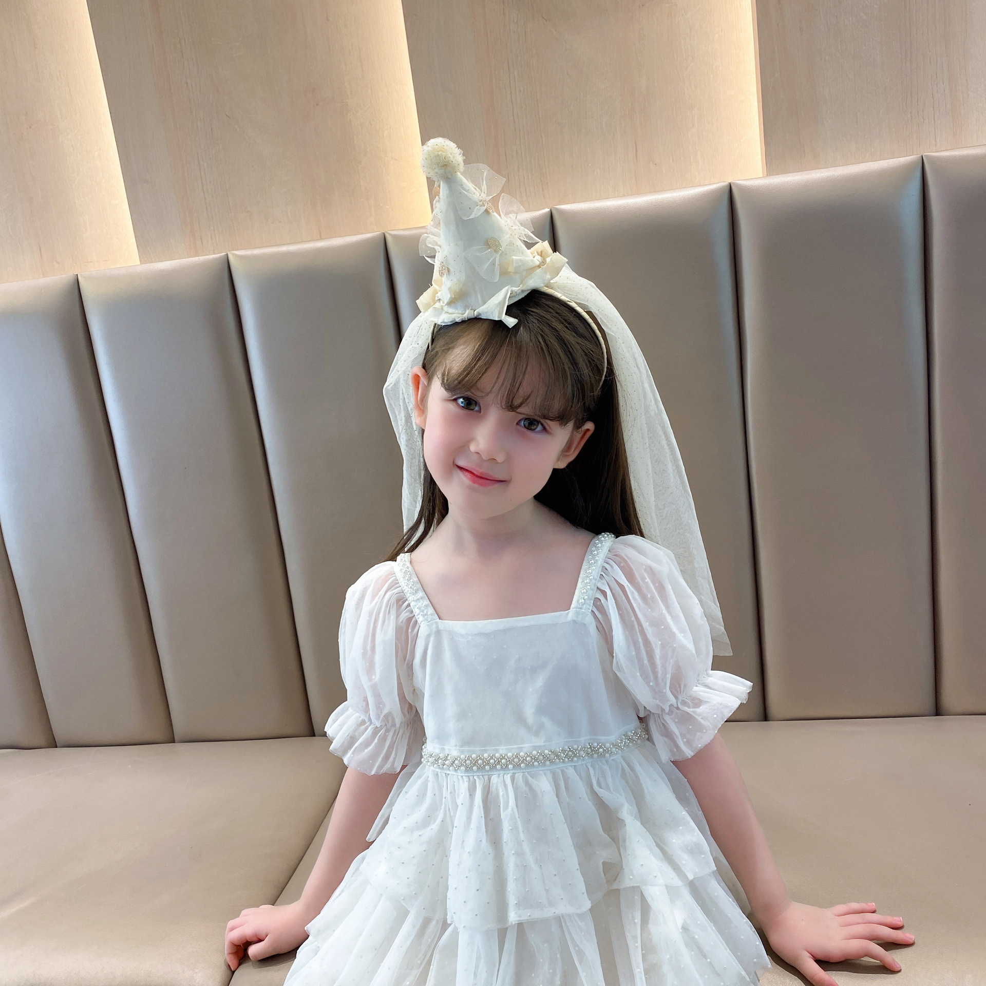 New Children's Princess Style party Birthday Hat Hair Band Hair Buckle Hair Stamp Hair Accessories Headwear Women's Veil