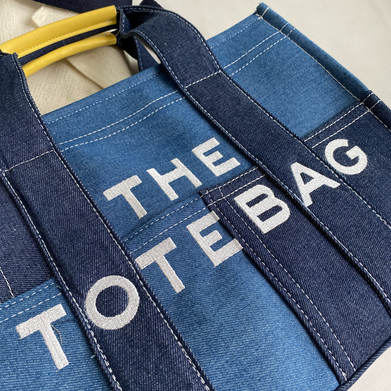 Cross-border European and American New Arrival Denim Canvas Bag Fashionable All-match Letter Shoulder Bag Large Capacity Women's Hand Tote Bag