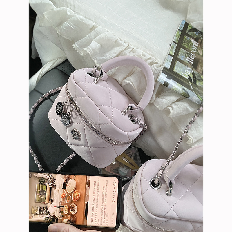 韓国版ファッションバッグ女性の夏のハンドバッグ2023新商品の小香風菱格チェーンバッグシングルショルダーバッグ|undefined