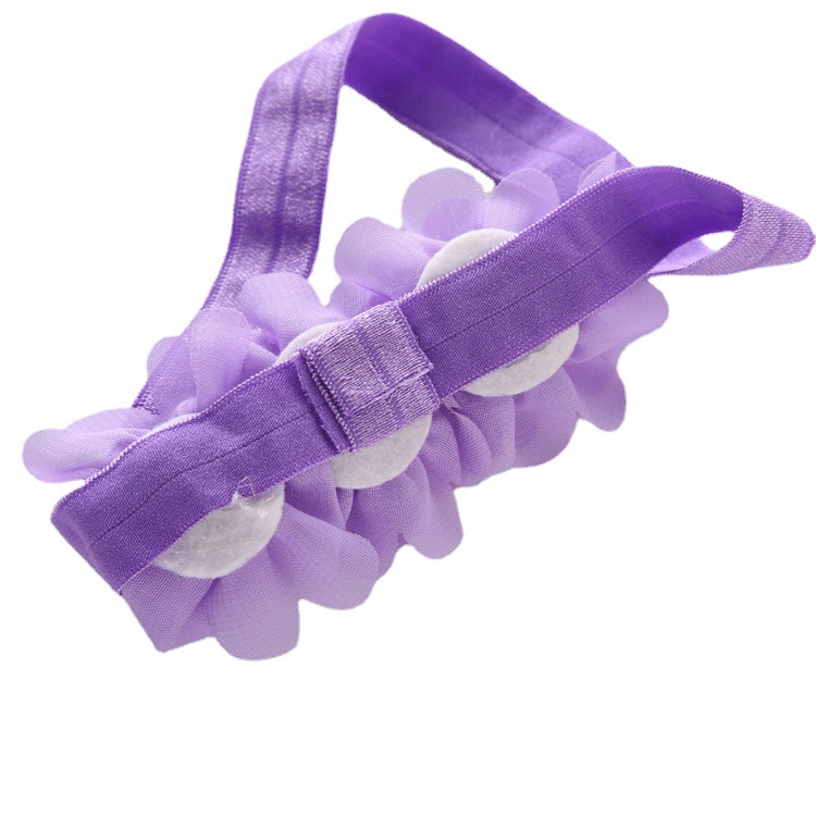 Europe and the United States hot sale three small chiffon flower combination baby hair band elastic headband children's headwear wholesale 24 colors