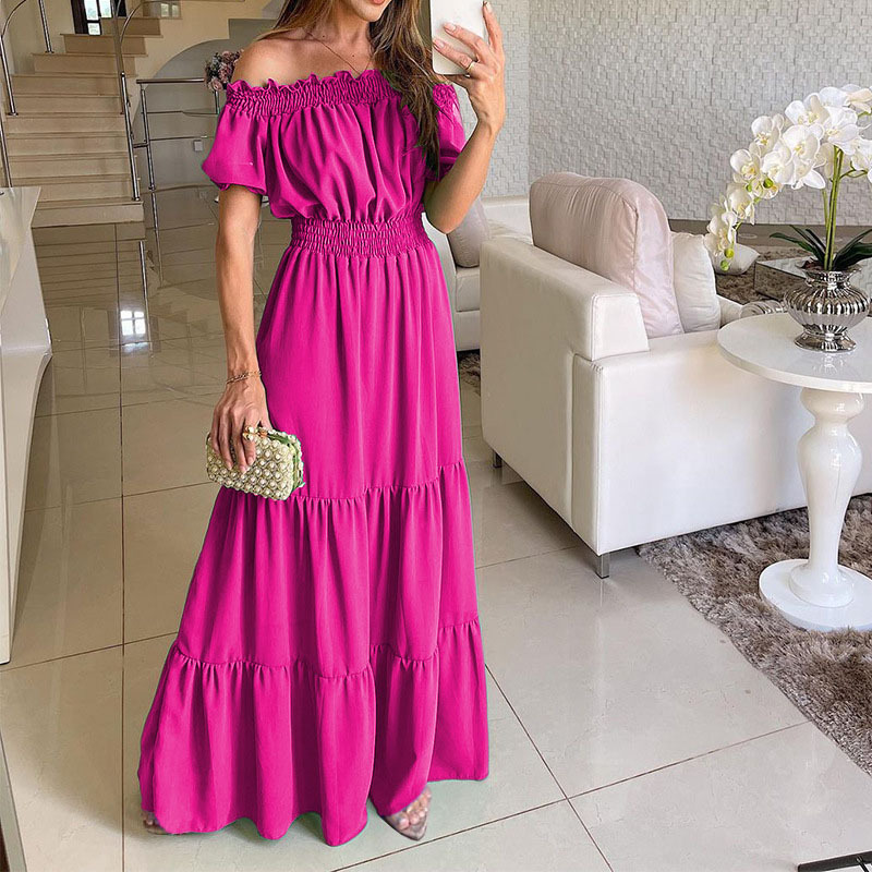 Cross-border foreign trade women's dress with a collar spring short sleeve 2023 new long dress