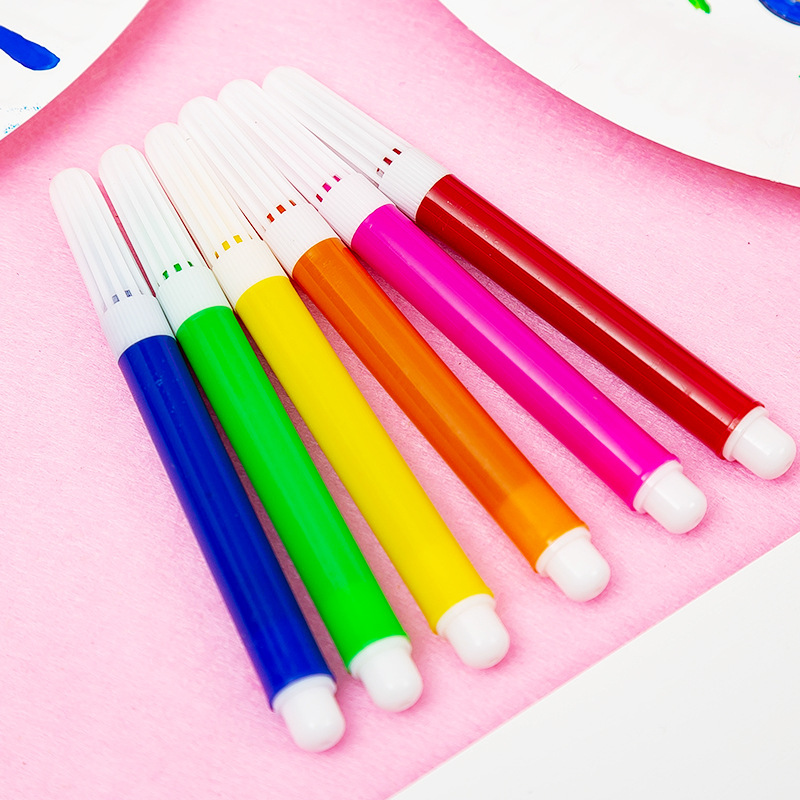 12 Color 6 Color Mini Color Pen Children's Kindergarten Coloring Painting Watercolor Pen Color Brush Graffiti Painting Stationery