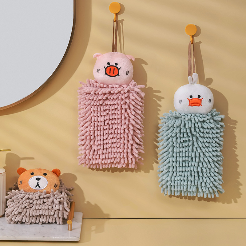 Cartoon Birus Chenille Hand Towel Hanging Cute Animal Handball Household Children's Kitchen Hand Wiping Square Towel